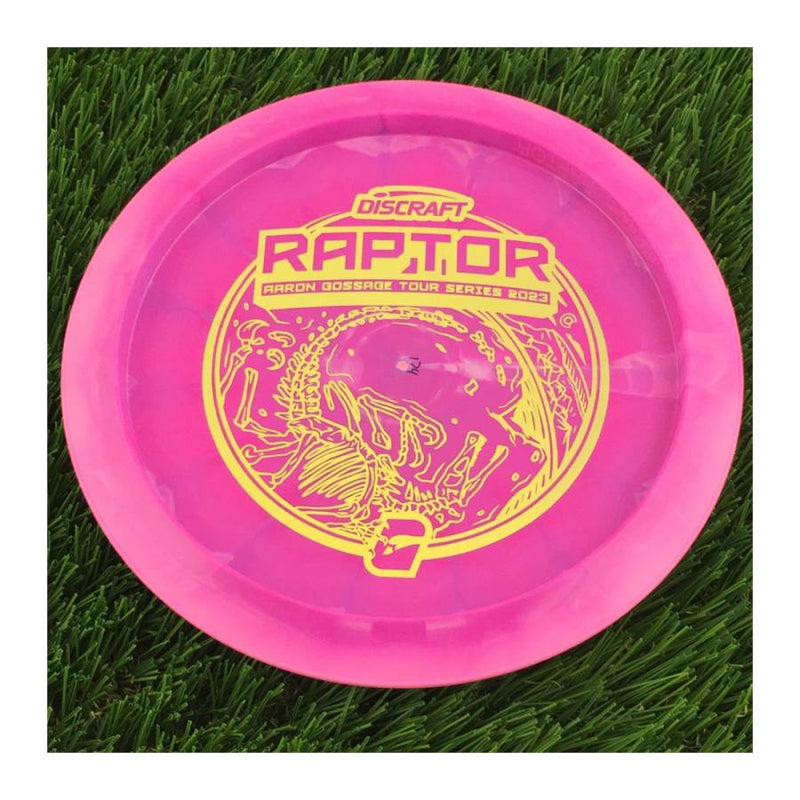 Discraft ESP Swirl Raptor with Aaron Gossage Tour Series 2023 Stamp - 175g - Solid Pink