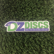 DZDiscs Basket Sticker | Built for basket bands and beyond - Blue and Green on White / 8" x 2.5"
